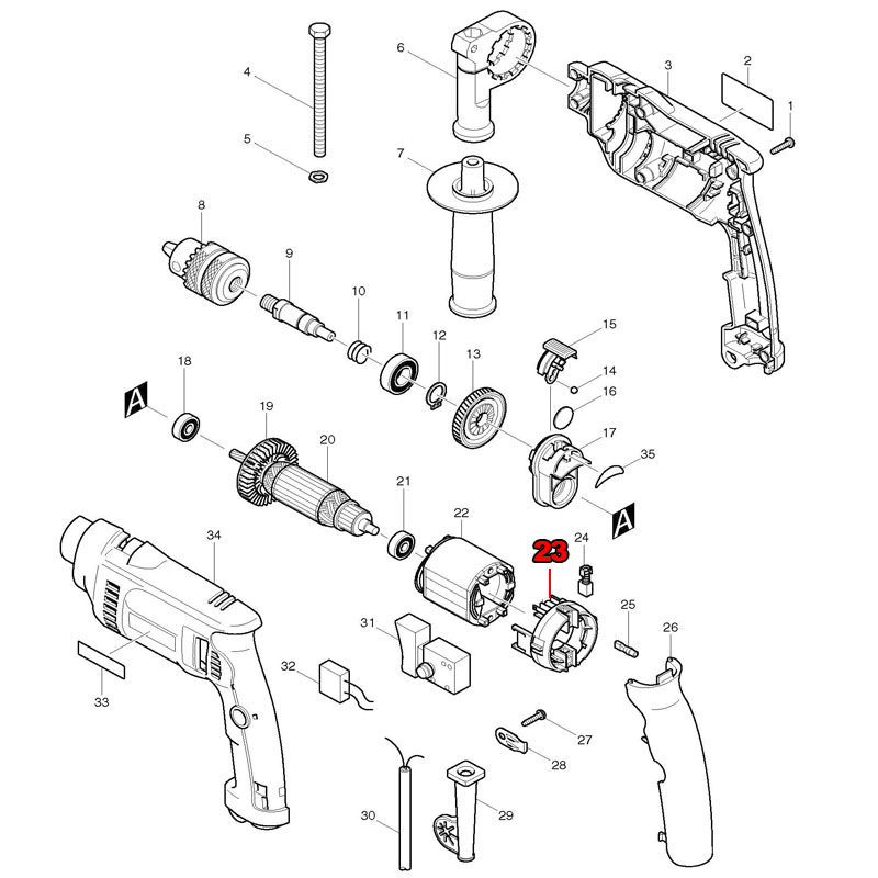 Soporte de cepillo de repuesto - Makita Drill Hp1640 reseña y precio