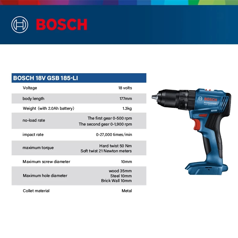 Taladro percutor inalámbrico B - Bosch Drill Gsb 18V reseña y precio